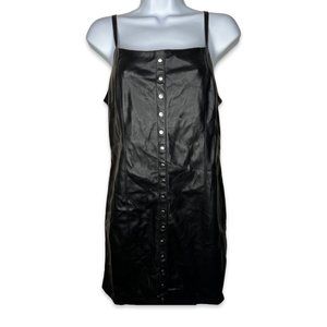 Black faux leather spaghetti strapped dress